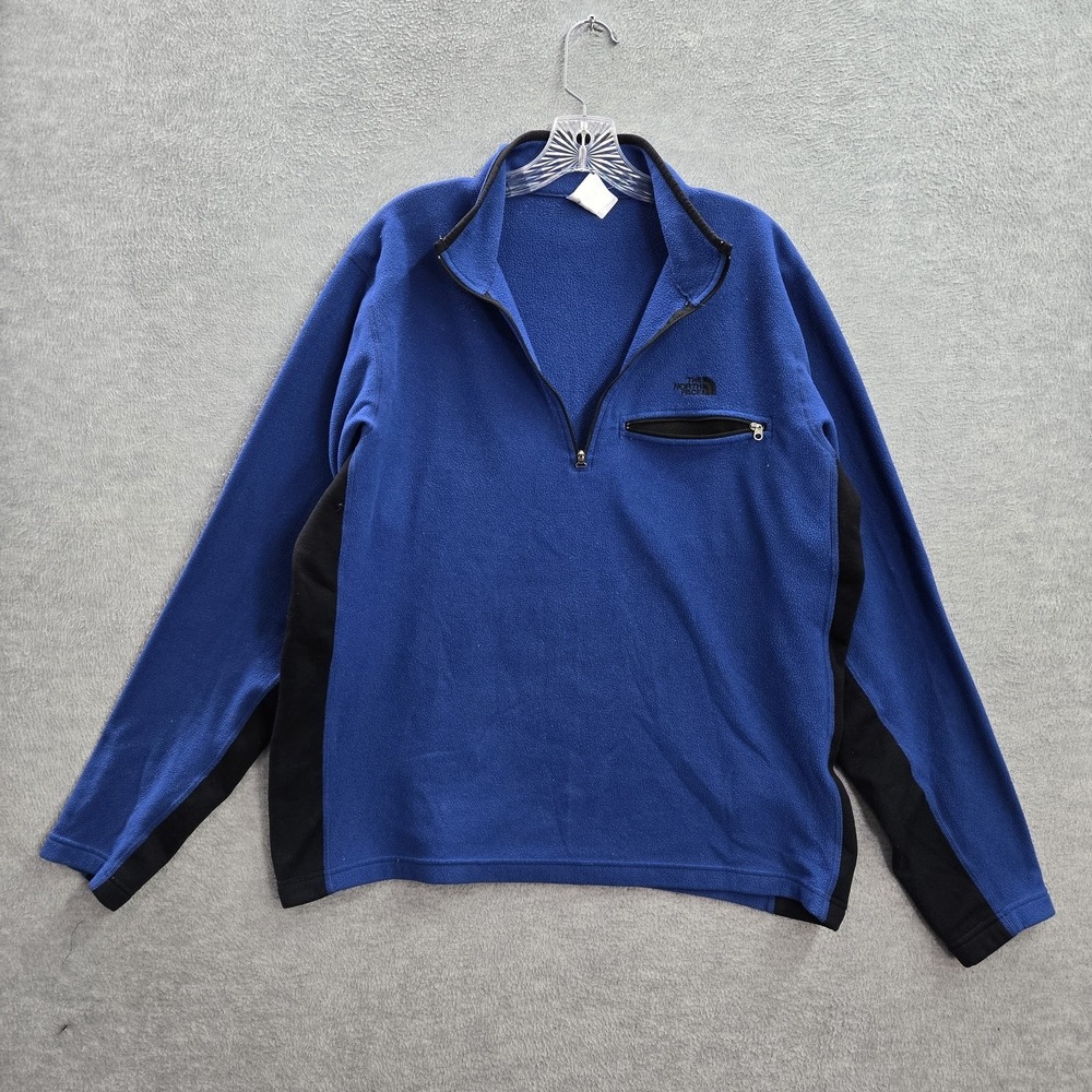 The North Face Men Sweatshirt XL Blue Nylon Blend‎ Polartec Embroidery Fleece